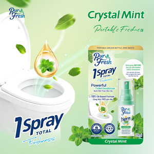 Spray desodorante portátil Travel Essentials Crystal Mint con hasta 120 usos, para eliminar olores en el baño, para el hogar y el baño. - Product Image 1