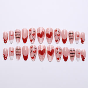 <span class=keywords><strong>Kit</strong></span> de <span class=keywords><strong>manucure</strong></span> DIY <span class=keywords><strong>pas</strong></span> <span class=keywords><strong>cher</strong></span> pour la Saint-Valentin 2026 : Faux ongles à presser en forme d'amande, motif cœur, effet œil de chat détachable - Product Image 3