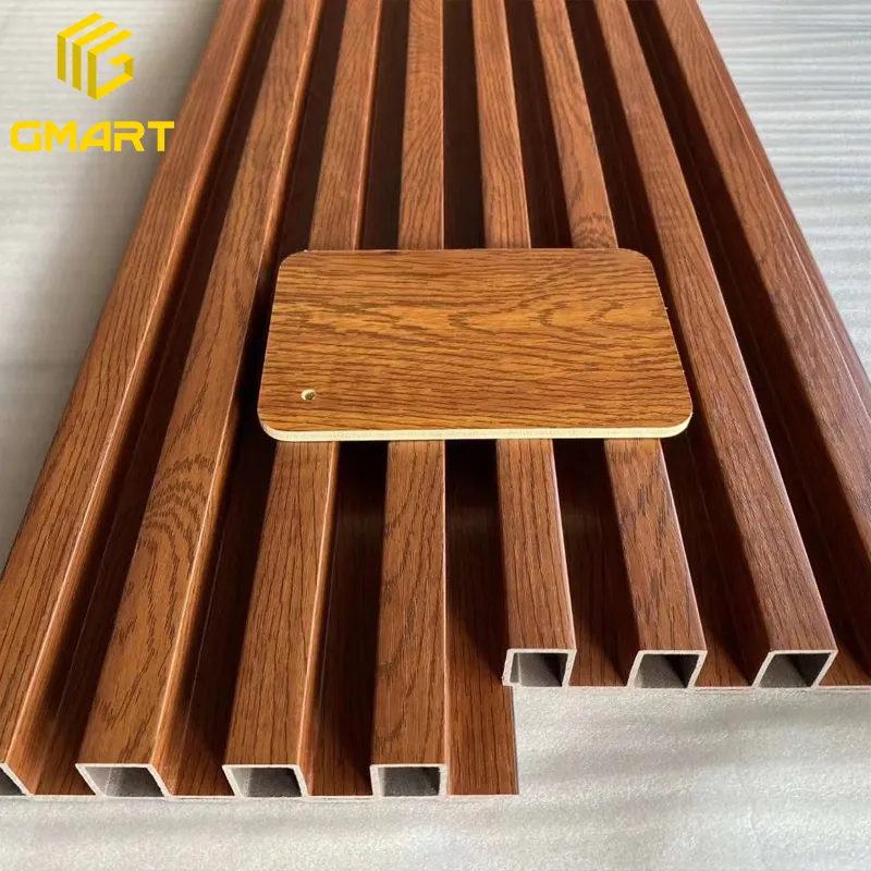 High Quality Revestimiento Wooden Grain Siding Floor Sample Ic Pattern Fluted Co-Extrusion Wall Panels Decorative Wpc Wall Panel