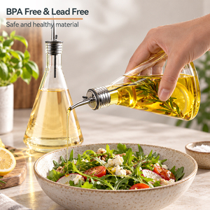Bouteille Distributrice d'Huile d'Olive en <span class=keywords><strong>Verre</strong></span> de 17 oz avec Bec Verseur en Acier Inoxydable, Ensemble de Bouteilles à Huile et Vinaigre Transparentes, Vente en Gros OEM - Product Image 4