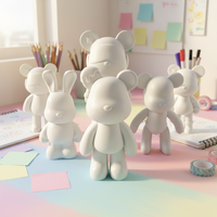 Figurines d'art en résine peintes à la main en forme d'animaux, Ours blanc, 18cm/23cm/33cm/53cm, Peinture fluide DIY Ours fluide