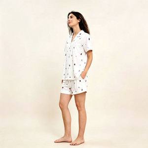 Ensembles de pyjamas pour femmes en bambou tricoté sur mesure, taille élastique, doux, lavables en machine, vêtements de nuit décontractés pour la maison - Product Image 4