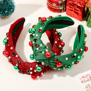 Xmas Nieuwjaar Rood Groen Kleur Vrouwen Haaraccessoires Mode Sneeuwvlok Santa Claus Cartoon Diamant Parel Kerst Hoofdband - Product Image 3
