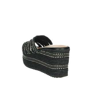 Ikaros Women's Wedge Slides Black P2540 Platform <b>Sandals</b> With Rhinestones - Product Image 2