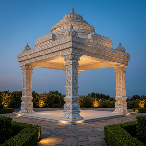 Classic Stone Garden Pavilion Square White Weather Resistant Outdoor Gazebo - Product Image 2
