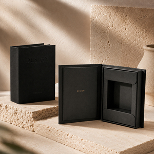Boîte cadeau en papier rigide noir, style livre, emballage pliable avec logo personnalisé pour les marques de vente au détail de bijoux, de parfums et de cosmétiques - Product Image 1