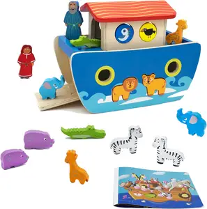 Ковчег Игрушки для малышей деревянные подарки для крещения для мальчиков и девочек От 1 до 3 лет христианская Библия игрушки для детей Обучающие игрушки с книгой рассказов