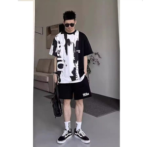 Áo thun tay ngắn in hình Graffiti Phong Cách Mỹ Hip hop cho nam tay rộng Nửa tay rộng - Product Image 3