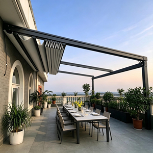 Pérgola <span class=keywords><strong>de</strong></span> Aluminio Retráctil <span class=keywords><strong>para</strong></span> Terraza Urbana <span class=keywords><strong>de</strong></span> Gran Altura, Toldo Impermeable <span class=keywords><strong>para</strong></span> Exteriores, Protección Solar y contra la Lluvia - Product Image 2
