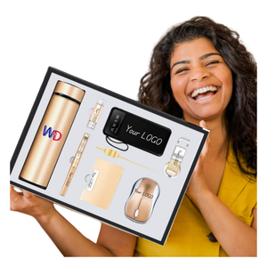 2025 Promotional Business Gift Set Stainless Steel Vacuum Cup + Pen + USB Flash Drive + Name Card Holder + Mouse + Notebook Gift