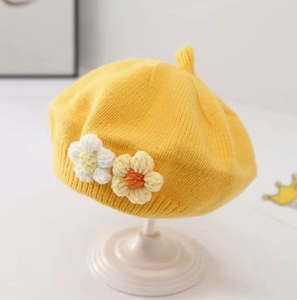 Béret en <span class=keywords><strong>tricot</strong></span> pour bébé, automne et hiver, joli chapeau de peintre pour petite fille, chapeau en laine pour enfants, tendance - Product Image 6