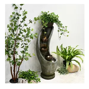 Christmas Holiday Decoration Outdoor Fountains And Waterfalls For Garden Centre Resin Fountain With Led Light