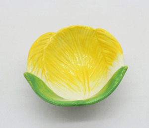 <span class=keywords><strong>Vase</strong></span> en céramique jaune et blanc en forme de tulipe avec base en feuille verte, décoration d'intérieur, porte-fleurs - Product Image 2