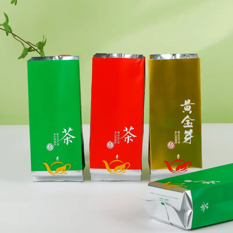 Custom printed logo waterproof aluminum foil side gusset coffee tea packaging pouch bag green tea bag