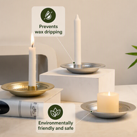 Plateau porte-bougie conique en métal doré anti-goutte avec récupérateur de cire pour table à manger et centre de table de mariage