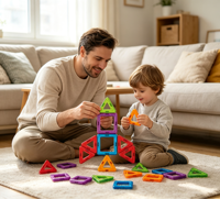 Meilleures ventes : Ensemble de construction de fusée DIY avec 26 blocs magnétiques transparents, jouet STEM pour tout-petits, jeu de groupe en intérieur