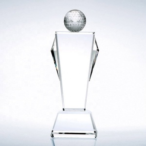 Simple and Transparent Shaped Handcrafted Glass Crystal Glass Trophy With Unique Shape