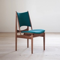 Chaise de salle à manger Little Chief en bois de frêne massif, style chinois, revêtement en cuir, mobilier pour la maison, l'hôtel et l'hébergement touristique