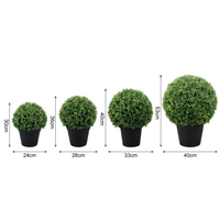 Boule de buis artificielle décorative 24/28/33/40cm, topiaire, verdure, arbre en herbe avec pot en plastique noir, élégante pour l'extérieur