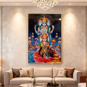 Peinture LED sur Porcelaine Cristalline, Art Mural Moderne, Portrait de Figurine Islamique Indienne, Cadre Doré, Personnalisation en Gros - Product Image 6