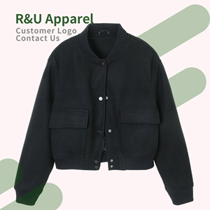 Vestes pour femmes R&U Fashion, printemps automne, logo personnalisé disponible, manteaux à manches longues, couleur unie, vêtements d'extérieur courts - Product Image 2