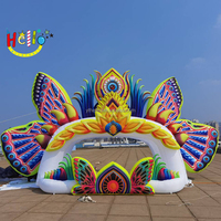 Scène gonflable pour DJ de 12 m de large, couverture de scène pour concerts, scène gonflable en forme de papillon