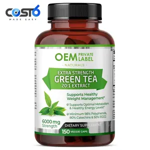 品牌绿茶胶囊有机绿茶提取物排毒胶囊，用于减轻腹部减肥药丸，支持纤维