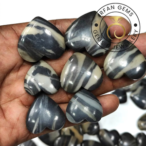 Cabochon en calcite zébrée en forme de cœur, semi-précieuse, haute qualité, 20-55mm, formes variées, pierres brutes pour la fabrication de bijoux - Product Image 5