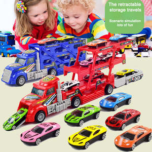 Camión contenedor plegable de 3 capas, pista deslizante, camión de eyección de coche orbital con coche de carreras fundido a presión, pista de monopatín, <span class=keywords><strong>juguete</strong></span> de estacionamiento - Product Image 4