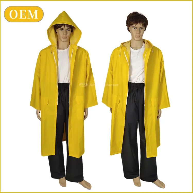 A buon mercato all'ingrosso pioggia cappotti in poliestere pvc impermeabile con cappuccio manica lunga per attività all'aperto per adulti