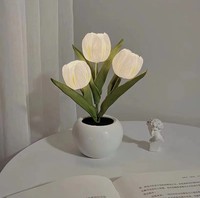 Lampe LED Tulipe, Simulation de Fleur Nocturne, Lumière d'Ambiance de Bureau, Décoration de Table, Cadeau pour Petite Amie