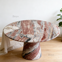 Table à manger ovale en marbre rouge de luxe italien Orobico Rosso de conception moderne haut de gamme 2,4 m