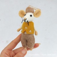 Porte-clés animal souris feutrée à l'aiguille personnalisé, breloque de sac en laine fait main, peluche, cadeau