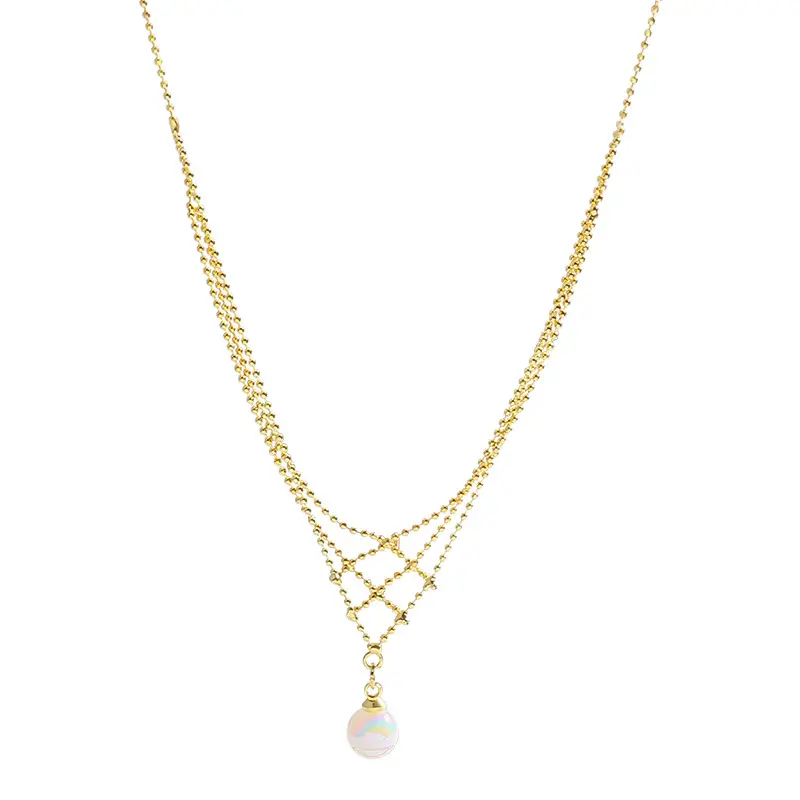Nuova collana con ciondolo rotondo con perle in acciaio inossidabile 316L, gioielli Color oro per donna, accessori 2023