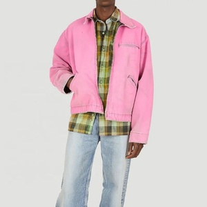 Custom High Quality Crop Washed Work Custom Logo Designer Outdoor Vintage Custom <b>Jacket</b> for Man <b>Denim</b> <b>Jacket</b> in <b>Pink</b> - Product Image 4