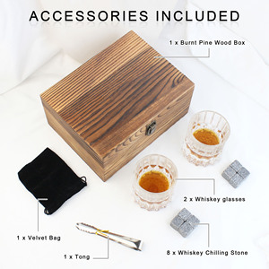 Set Regalo Personalizzato con Pietre per Whisky, Set di 2 Bicchieri da Whisky <span class=keywords><strong>e</strong></span> Pietre Refrigeranti in Granito per Scotch <span class=keywords><strong>e</strong></span> Bourbon - Product Image 4