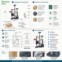 Tour pour chat multi-niveaux XL, grande perchoir supérieure, capsule spatiale, griffoirs en sisal, certifiée CE EN71 UE
