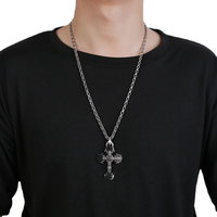 Colliers pendentifs croix Chro Heart pour hommes et femmes, en cuivre plaqué argent, chaîne à maillons vintage, tendance, mode hip-hop, cadeau, vente en gros