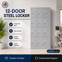Armoire de rangement métallique 12 portes en acier KD avec revêtement phosphaté et peinture poudrée, avec serrure, pour dortoir, bureau, école, personnel, OEM, ODM