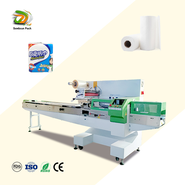 Horizontal Kitchen Paper Pack Bakery Packaging Flow Wrapper Paper Napkin Packing Machine