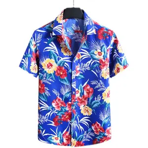 새로운 남성 반팔 꽃 셔츠 트렌드 패션 느슨한 디지털 인쇄 셔츠