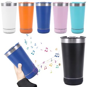 Venta al por mayor, bajo MOQ, vaso térmico inteligente de acero inoxidable de 14oz y 16oz con altavoz de música, tapa para cerveza, para gimnasio - Product Image 1