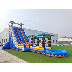 Tobogán Acuático Inflable Gigante de PVC Iridiscente con Diseño de Palmera Tropical Azul, para Uso Doméstico y Comercial, con 3 Años de Garantía - Product Image 2