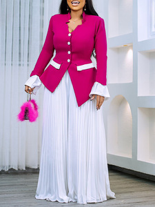 2025 Thời Trang Phụ Nữ Văn Phòng Thiết Lập Giản Dị Cộng Với Kích Thước Phụ Nữ Trang Phục 2Pcs Quan Hệ Nhân Quả Phù Hợp Với Pleated Lỏng Quần Và Hàng Đầu - Product Image 3