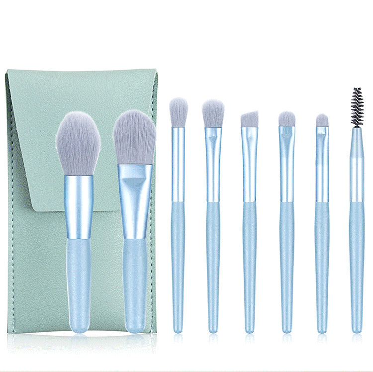 hot sale 8pcs foam natural custom private label red pink blue mini travel angle packaging mini travel portable makeup brush