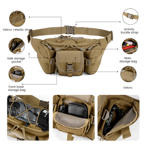 Sac banane tactique LUPU kaki multi-poches en tissu Oxford avec fermeture éclair et fermoir, ceinture réglable pour le cyclisme et la randonnée - Product Image 3