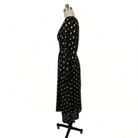 Robe élégante à manches longues pour femmes avec col en V, taille élastique de qualité, motif à pois, dentelle - pour les saisons printemps et automne