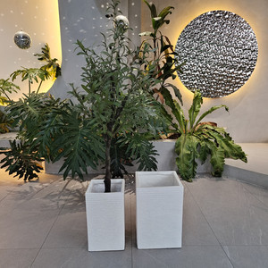 <span class=keywords><strong>Vente</strong></span> directe usine – Grand pot à fleurs en céramique 40L blanc <span class=keywords><strong>carré</strong></span> léger, écologique, durable, biodégradable avec drainage au sol - Product Image 1