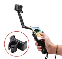 Penjepit Ponsel Fleksibel Universal, Tongkat Selfie Retraktil, Aksesori Dudukan Klip untuk Ponsel Pintar 3.5 hingga 6 Inci