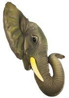 Merveille monde tête d'éléphant africain Statue murale Mini buste 9 pouces résine Safari décor Animal trophée bureau maison Art